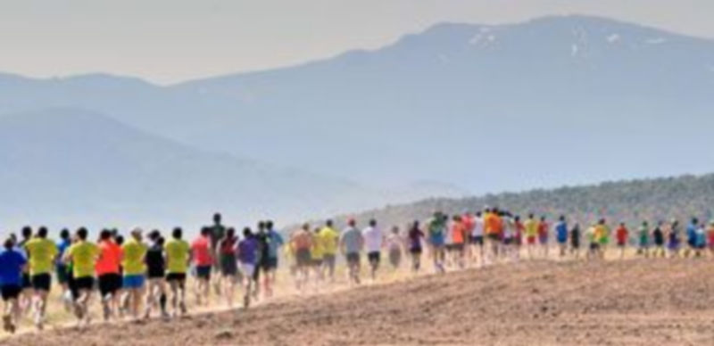 El grupo de participantes de la carrera pedestre ‘Entre Viñedos’