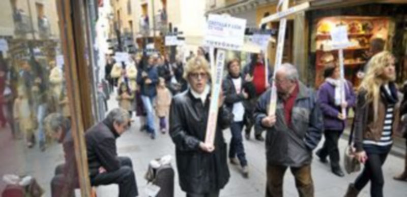 Un momento de la protesta por las calles de Segovia.