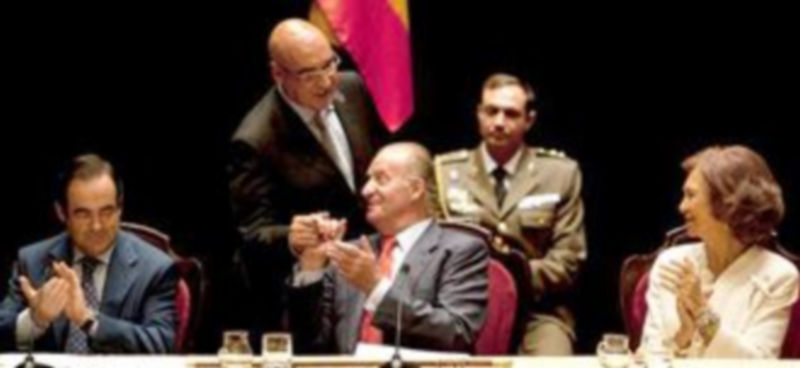 Los Reyes junto al presidente del Congreso de los Diputados