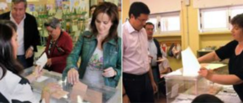 Los dos candidatos acudieron temprano a depositar su voto. / A BENAVENTE-G. HERRERO