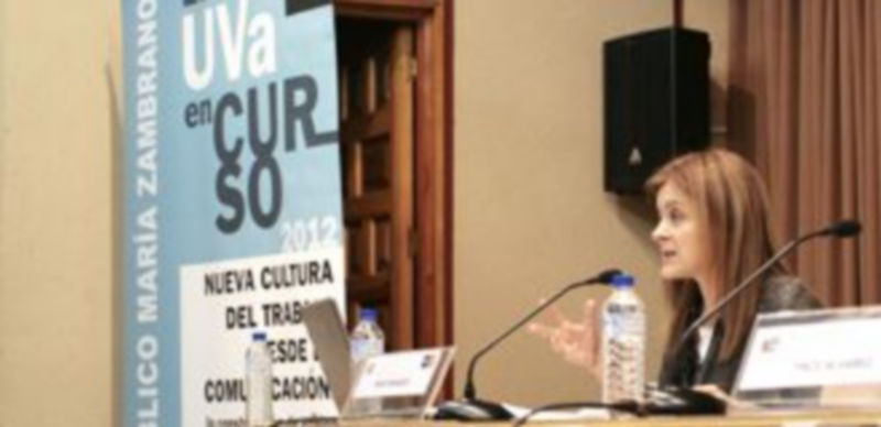 Pepa Fernández en la conferencia inaugural del curso Nueva Cultura de Trabajo desde la innovación. / Lara MAZAGATOS