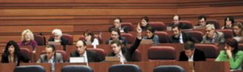 La bancada socialista se prepara para votar una de las tres leyes que aprobó ayer el Parlamento autonómico. / Leticia Pérez (Ical)