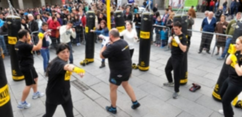 Un momento de la exhibición de crossfit que se llevó a cabo en el Azoguejo para animar la retirada de dorsales de la Media Maratón. / Kamarero