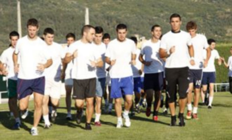 La fotografía muestra un instante del primer entrenamiento del C.D. La Granja de cara a la temporada 2011-2012./ Diego de Miguel