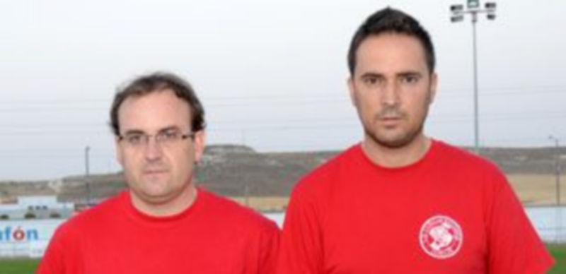 José Juan Velázquez y Félix Blanco forman el dúo de entrenadores del Cuéllar Electricidad Eufón. / CD Cuéllar
