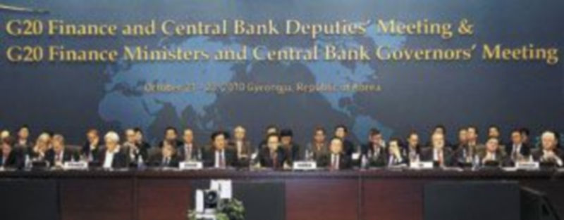 Imagen de la reunión mantenida ayer por los ministros de Finanzas y los gobernadores de los Bancos Centrales del G20 en Gyongiu