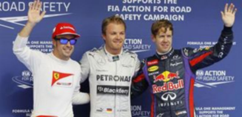 Los pilotos que saldrán en cabeza en el Gran Premio de Barhréin este fin de semana.