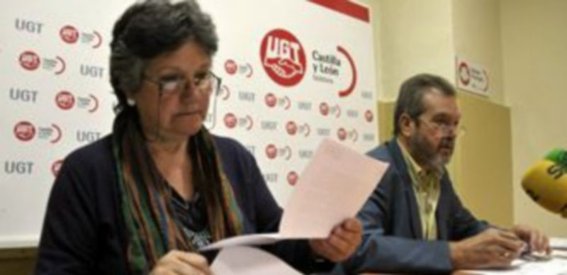 Un momento de la rueda de prensa en la sede de UGT.