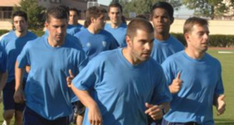 Imagen de un entrenamiento de pretemporada de la Gimnástica Segoviana. /Juan Martín