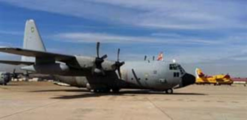 Uno De los aviones Hércules a su llegada a la base área de Torrejón./ EUROPA PRESS