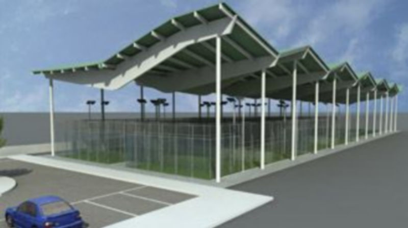 Recreación virtual del aspecto que lucirán las nuevas pistas de pádel de la Ciudad Deportiva de La Albuera. /El Adelantado