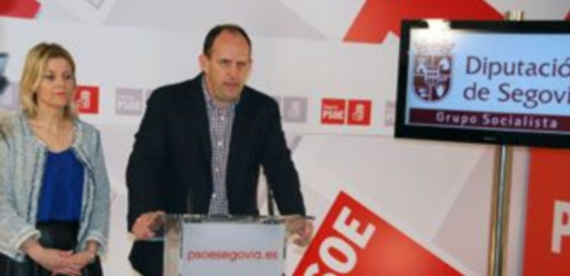 Un momento de la rueda de prensa en la sede del PSOE.