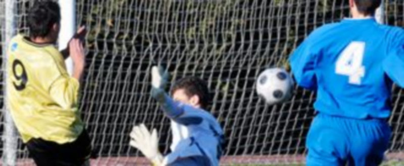 Así convirtió el delantero segoviano David el primero de sus dos goles de la tarde de ayer ante el Laguna. / Alberto Benavente