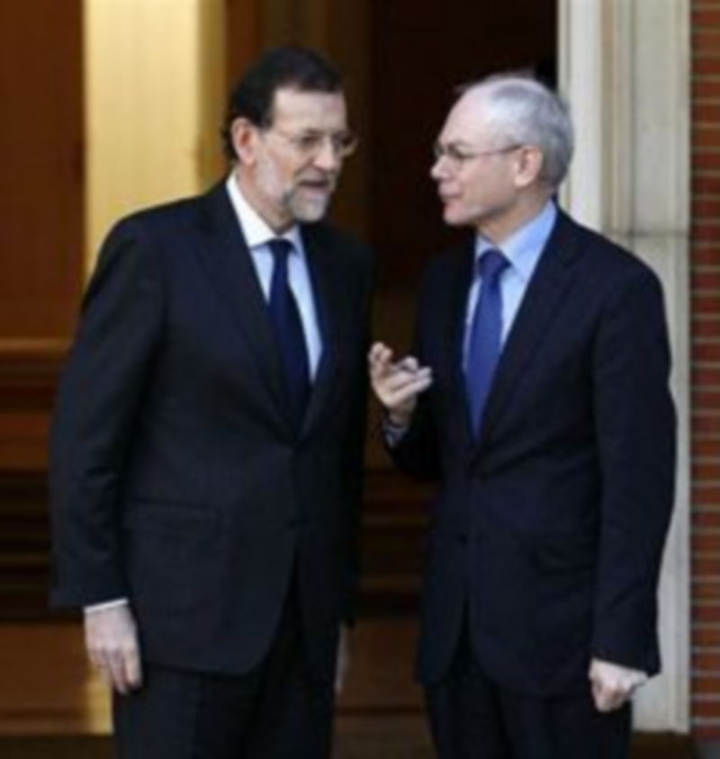Mariano Rajoy y Van Rompuy han mantenido su primera reunión hoy en la Moncloa./ EUROPA PRESS