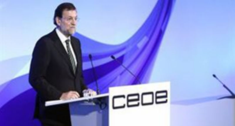 Mariano Rajoy durante su internvención en la asamblea de la CEOE. / E.P.