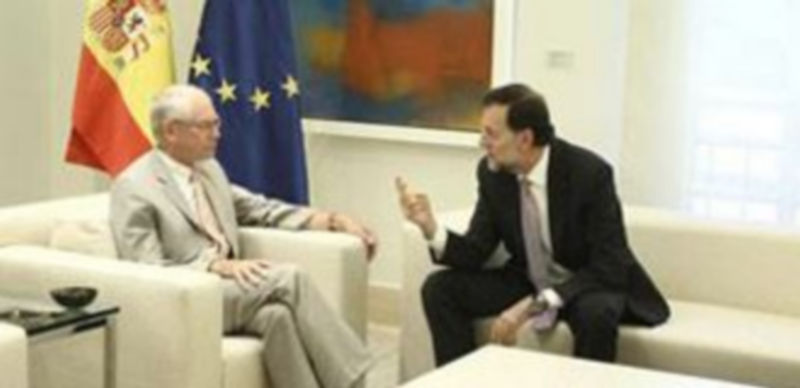 Herman Van Rompuy (izq) y Mariano Rajoy mantienen una reunión en La Moncloa./ EUROPA PRESS