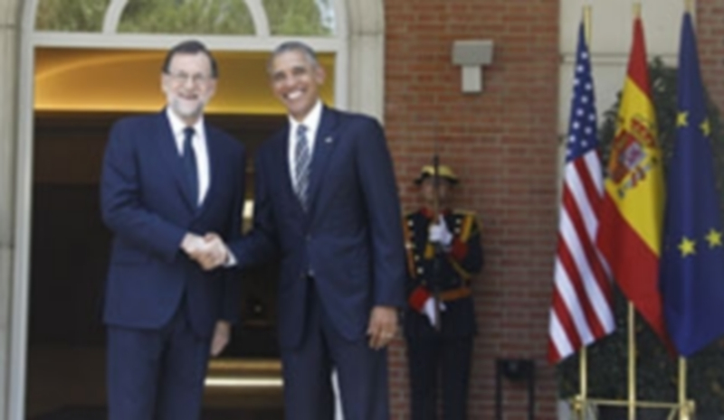 Rajoy y Obama reclaman un gobierno estable para España 1 Mariano Rajoy y Barack Obama se dan la mano como gesto de amistad entre España y EEUU. / EUROPA PRESS