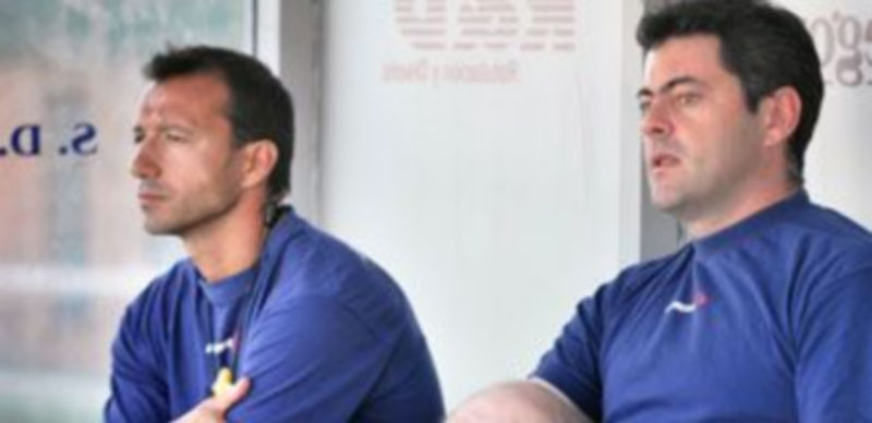 Santi Sedano (izq.) junto a Paco Maroto durante la pretemporada que realizó la Segoviana en la campaña 2009/10/ Kamarero