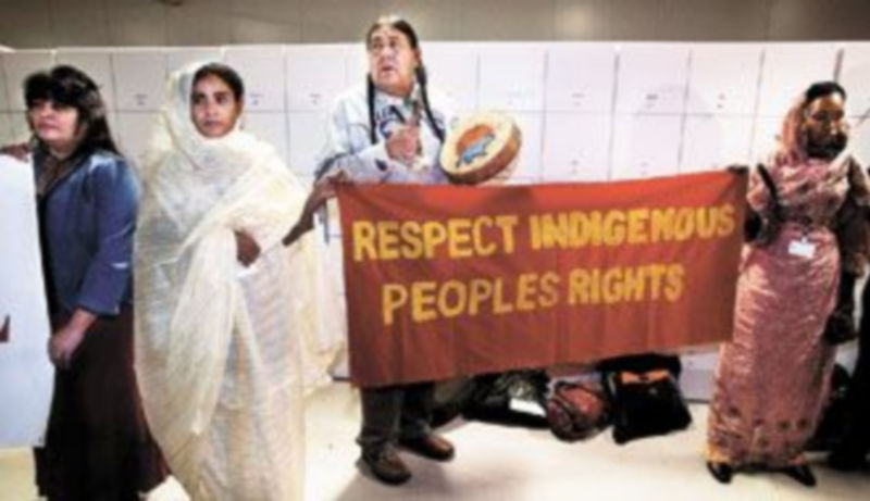 Los activistas se paseaban por el palacio de conferencias exigiendo actuar ya