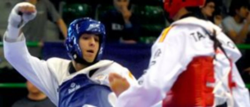 Instante de un combate de taekwondo del Campeonato de España