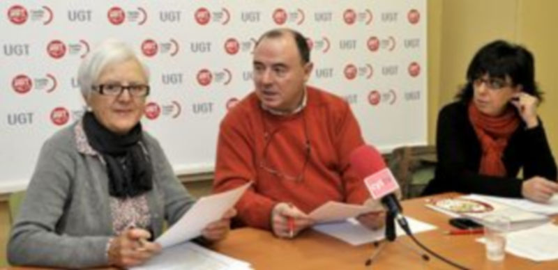 Un momento de la rueda de prensa celebrada en la sede de UGT.