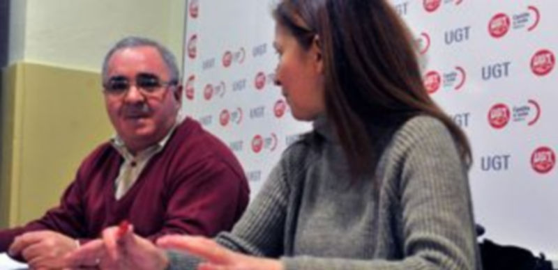 Un momento de la rueda de prensa en la sede de UGT.