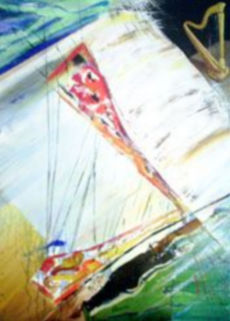 José Luis Cervero ante una de las obras expuestas en Tres Cantos. A la dcha.