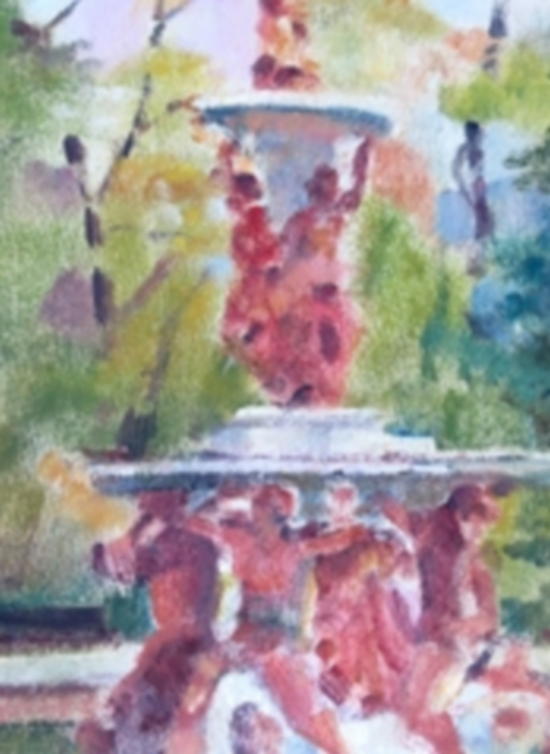 Una de las obras que se encuentran en la exposición de Rosa Pérez Carasa situada en el Hotel Euroestars Plaza Acueducto. / El Adelantado