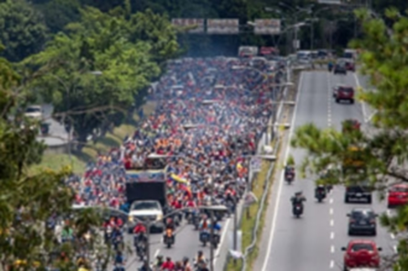 La marcha estuvo marcada en su inicio por problemas en los accesos por carretera a Caracas. / europa press