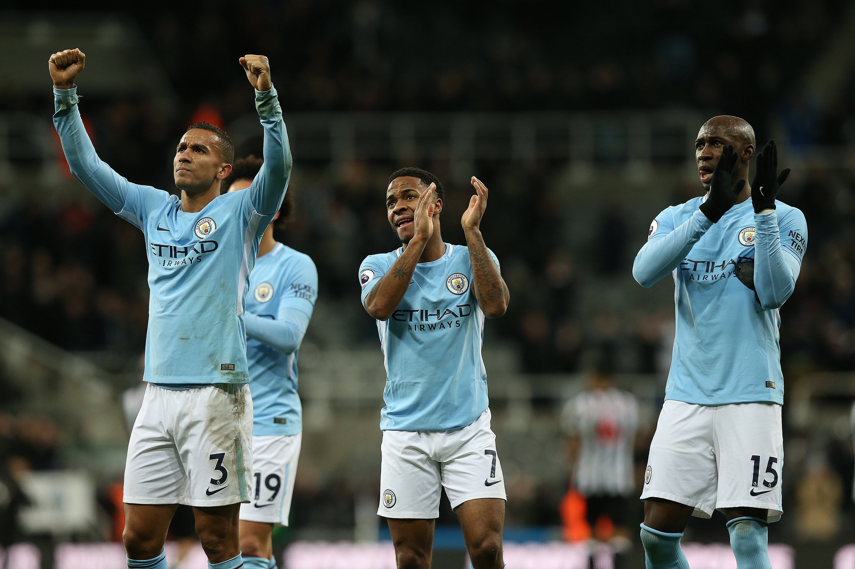 Los jugadores del Manchester City celebran su última victoria ante el Newcastle en la Premier League.