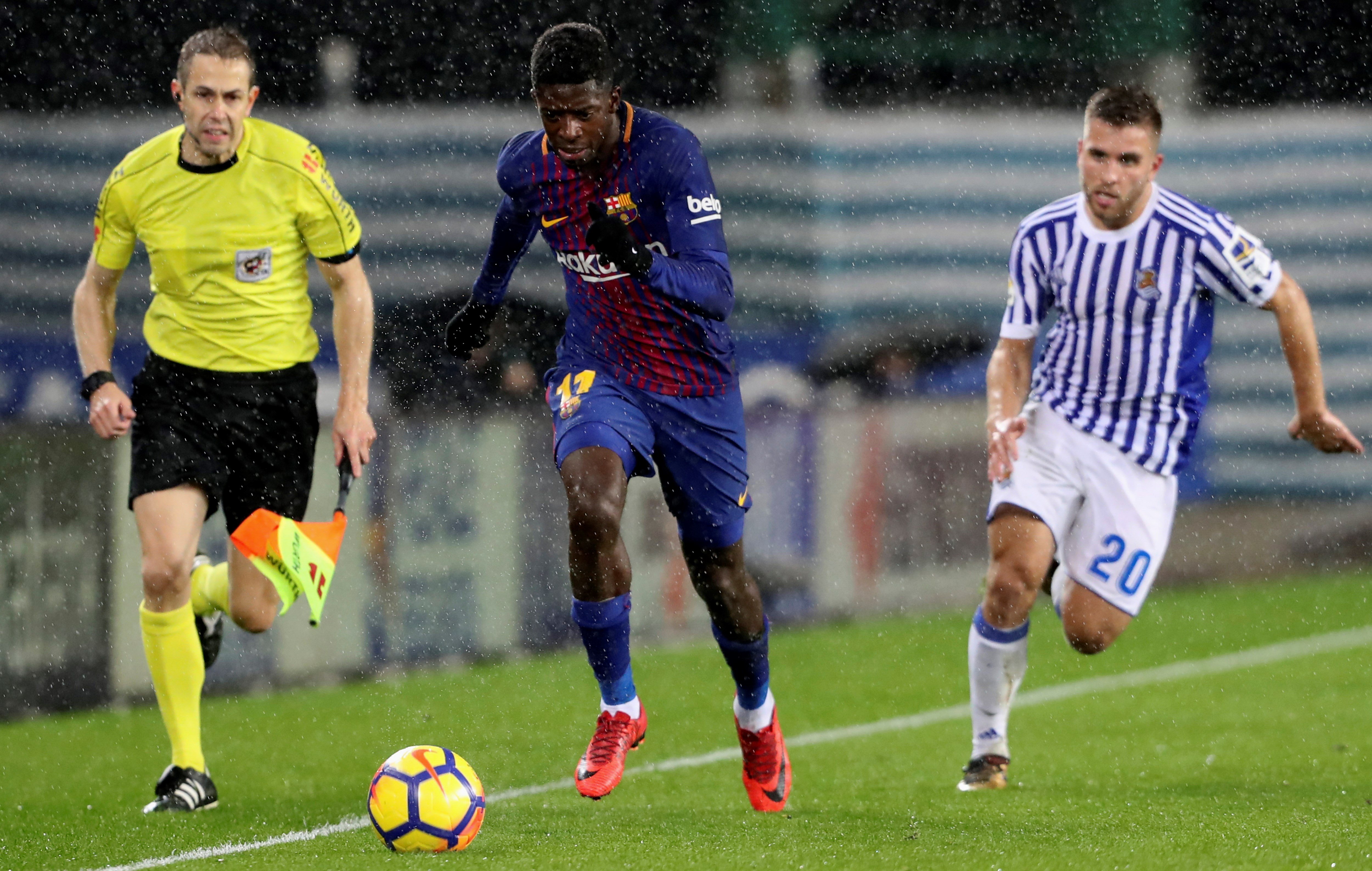Dembélé sintió molestias durante el partido contra la Real Sociedad y ahora estará entre tres y cuatro semanas de baja.