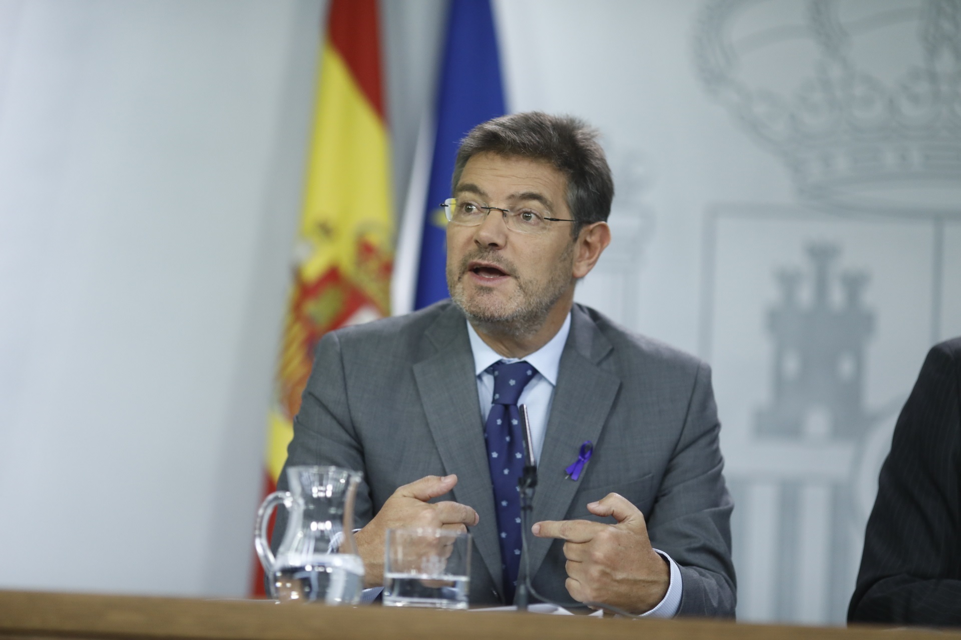 El ministro de Justicia, Rafael Catalá, durante una comparecencia ante los medios.
