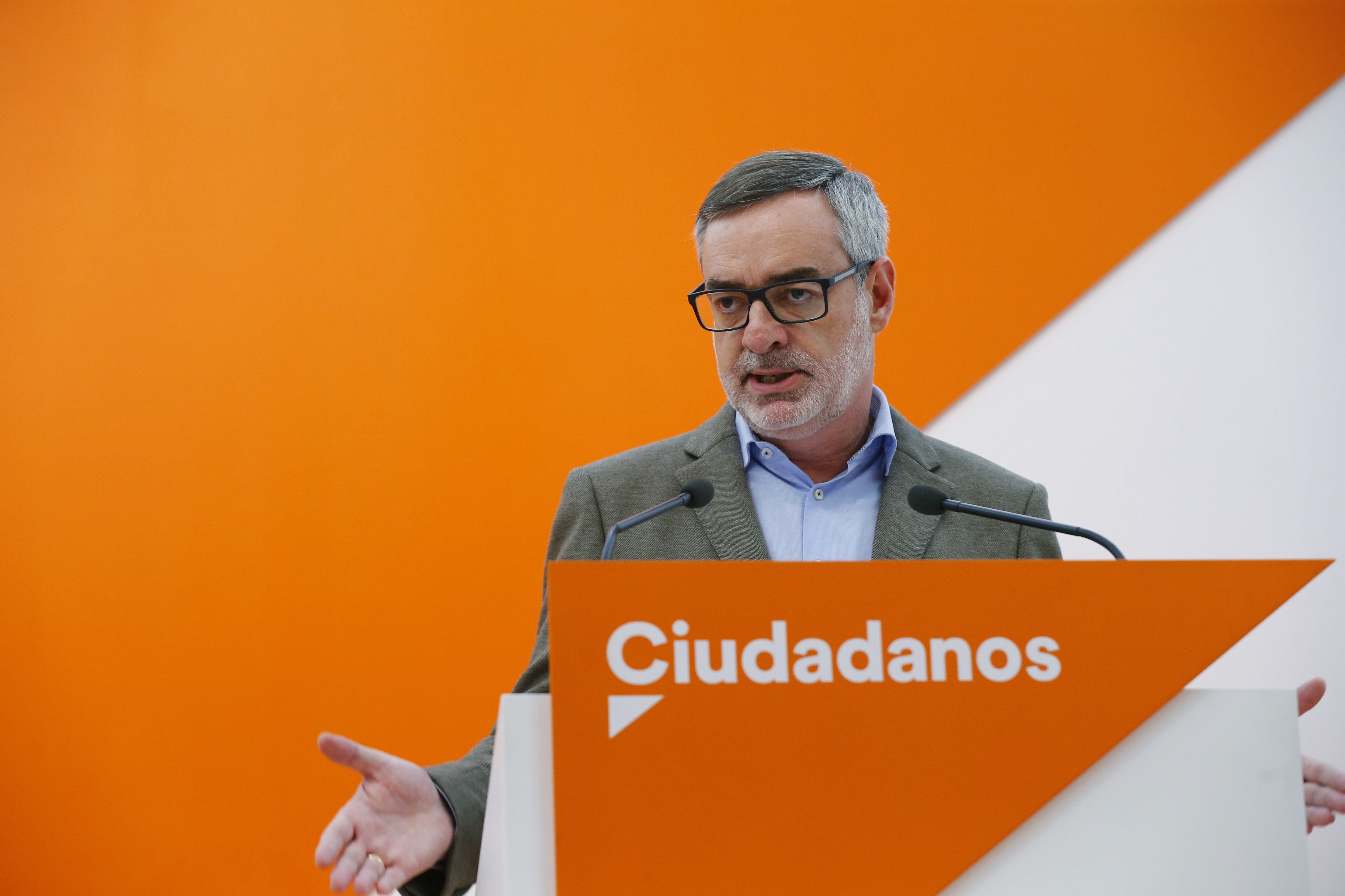 El secretario general de Ciudadanos, José Manuel Villegas, durante una comparecencia ante los medios.