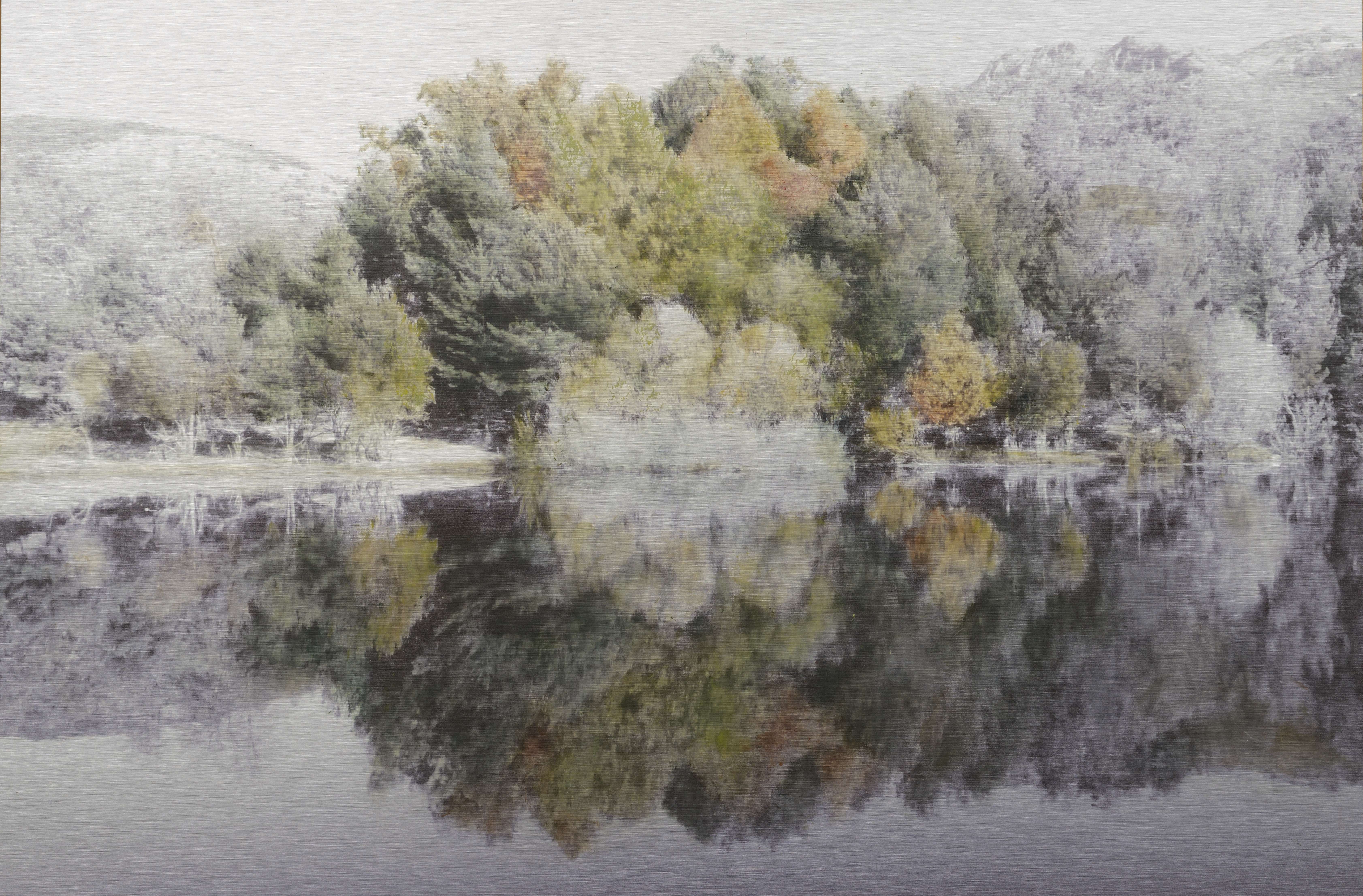 Cuadro perteneciente a la seria ‘Reflejos de otoño en el pantano’ que se expone desde mañana en Madrid.