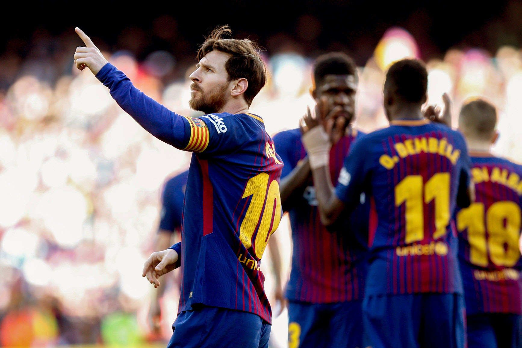 Leo Messi celebra el segundo tanto de un Barça que arrolló al Athletic en la primera parte y se dedicó a guardar fuerzas tras el descanso.
