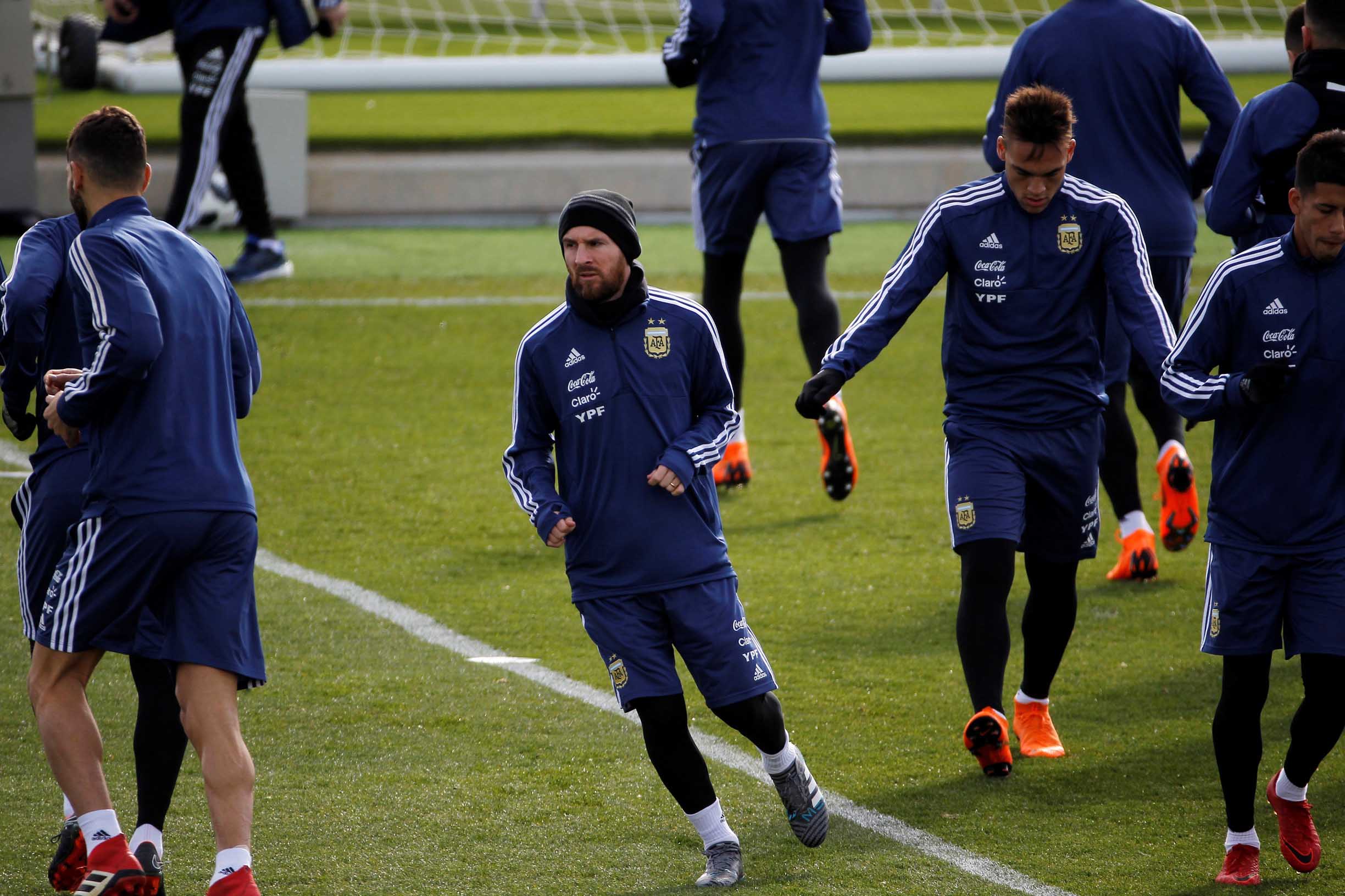 Messi, durante el entrenamiento realizado el domingo en la Ciudad Deportiva de Valdebebas