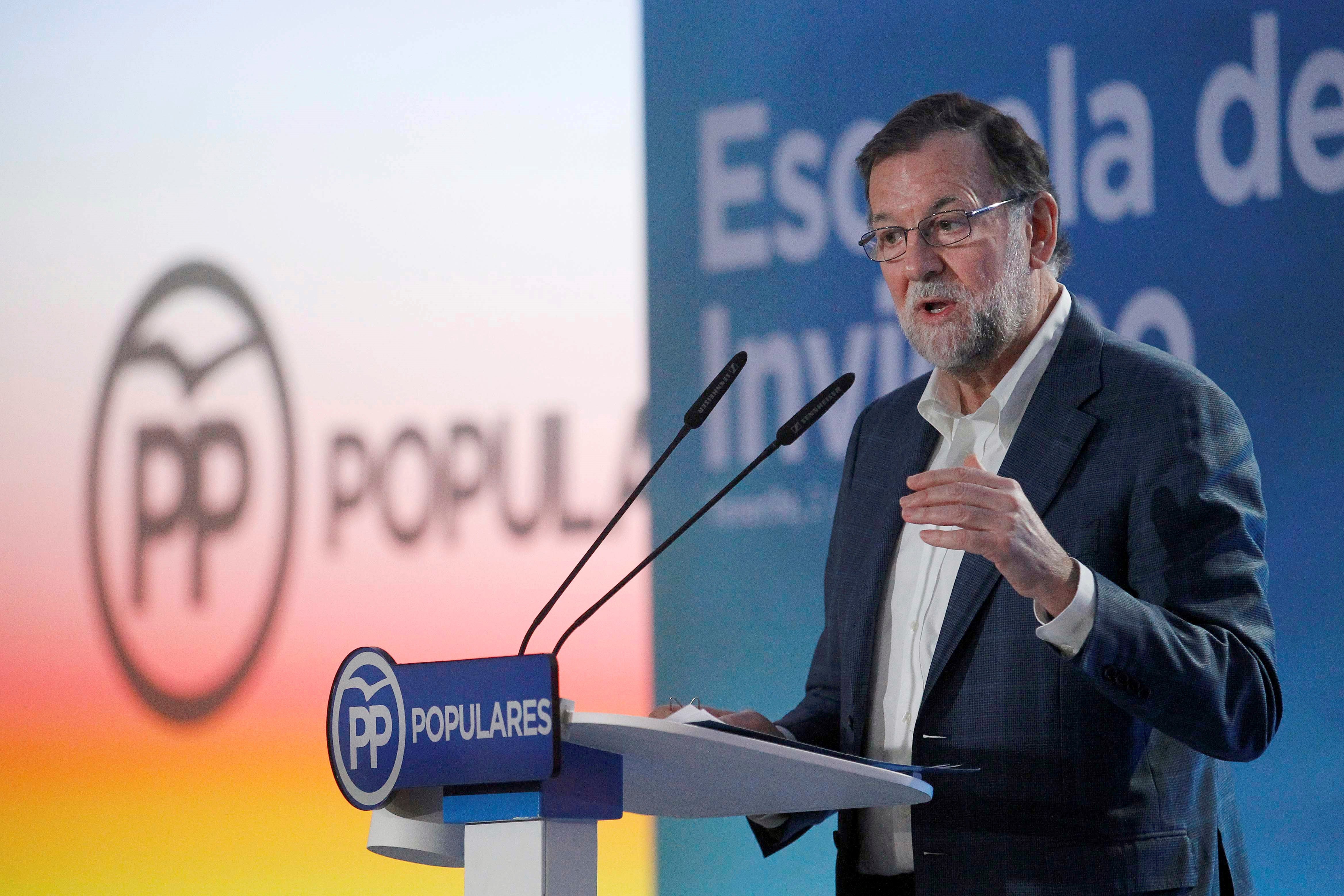 El presidente del Gobierno, Mariano Rajoy, durante su intervención en la Escuela de Invierno del PP de Canarias.