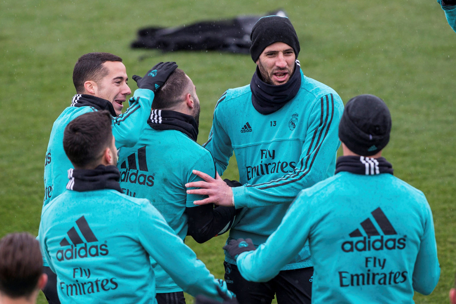 Los jugadores del Real Madrid, en el último entrenamiento antes de recibir al Getafe.