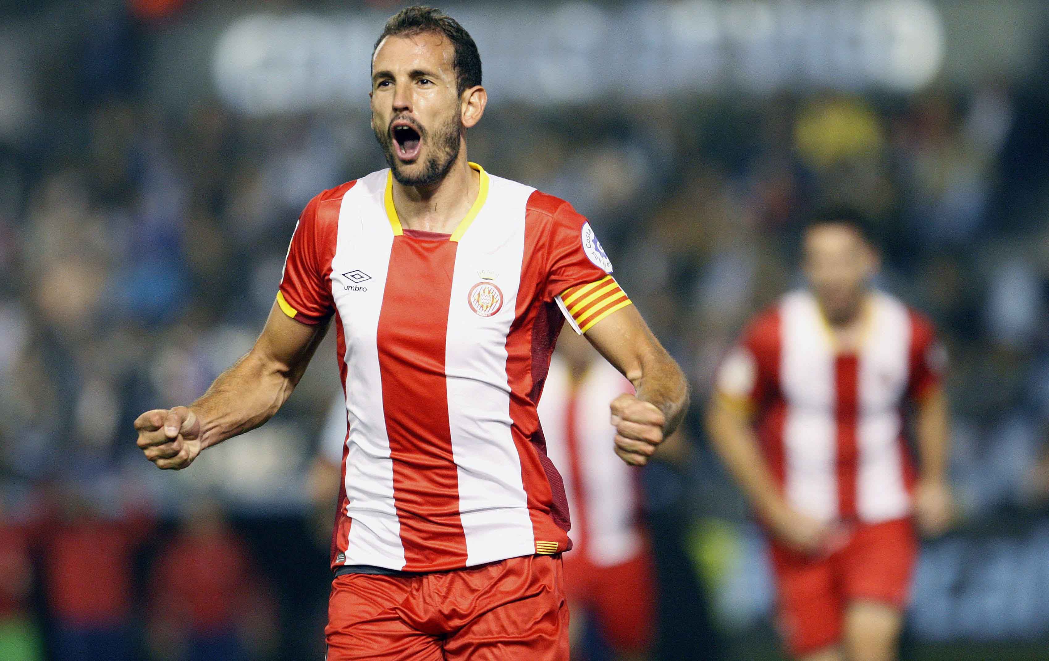Christian Stuani, principal referente ofensivo del Girona, celebra uno de los quince goles que ha marcado este curso.