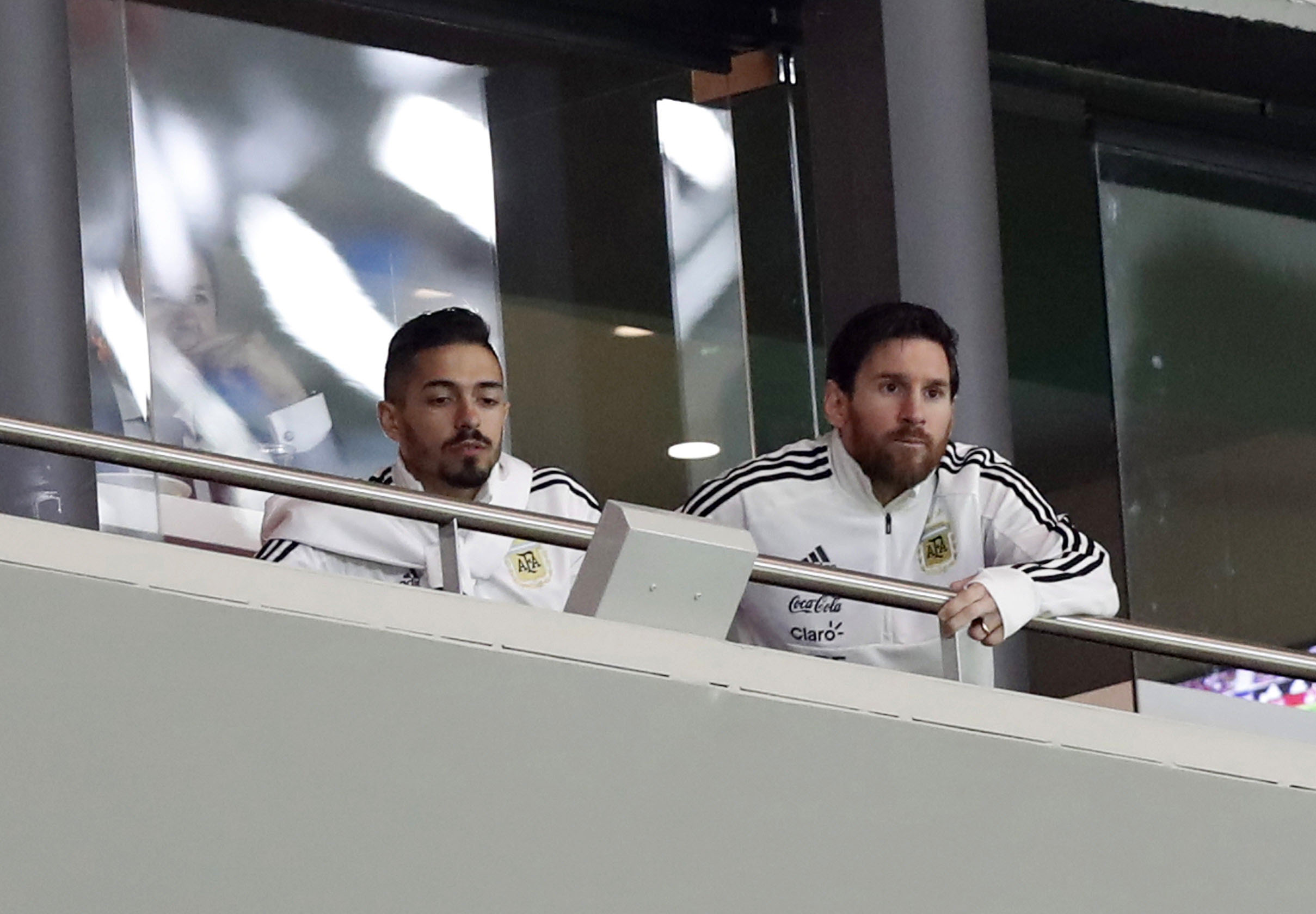 Messi vio desde el palco del Metropolitano el España-Argentina.