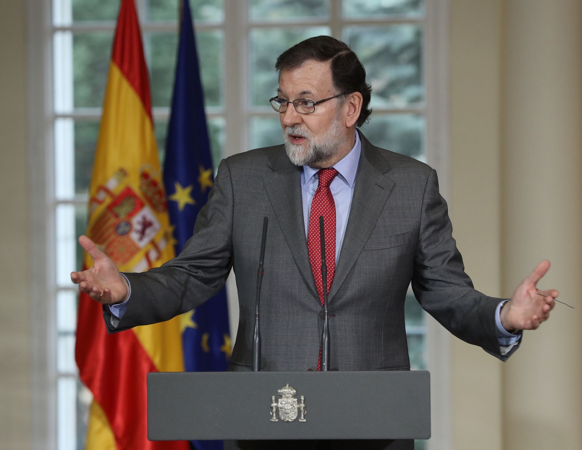 El presidente del Gobierno, Mariano Rajoy, durante una comparecencia desde Moncloa.