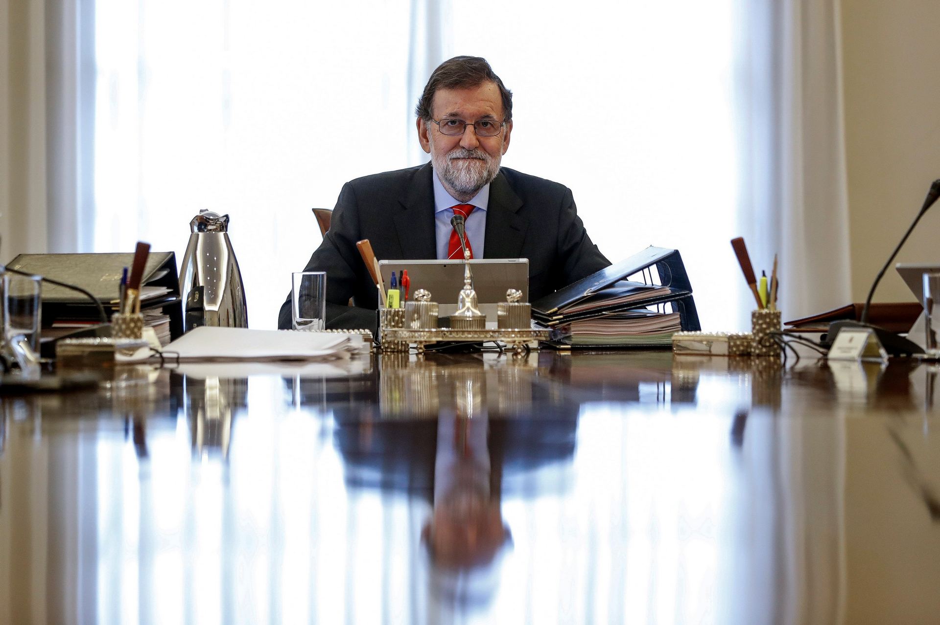 El presidente del Gobierno, Mariano Rajoy, durante la última reunión del Consejo de Ministros en La Moncloa.