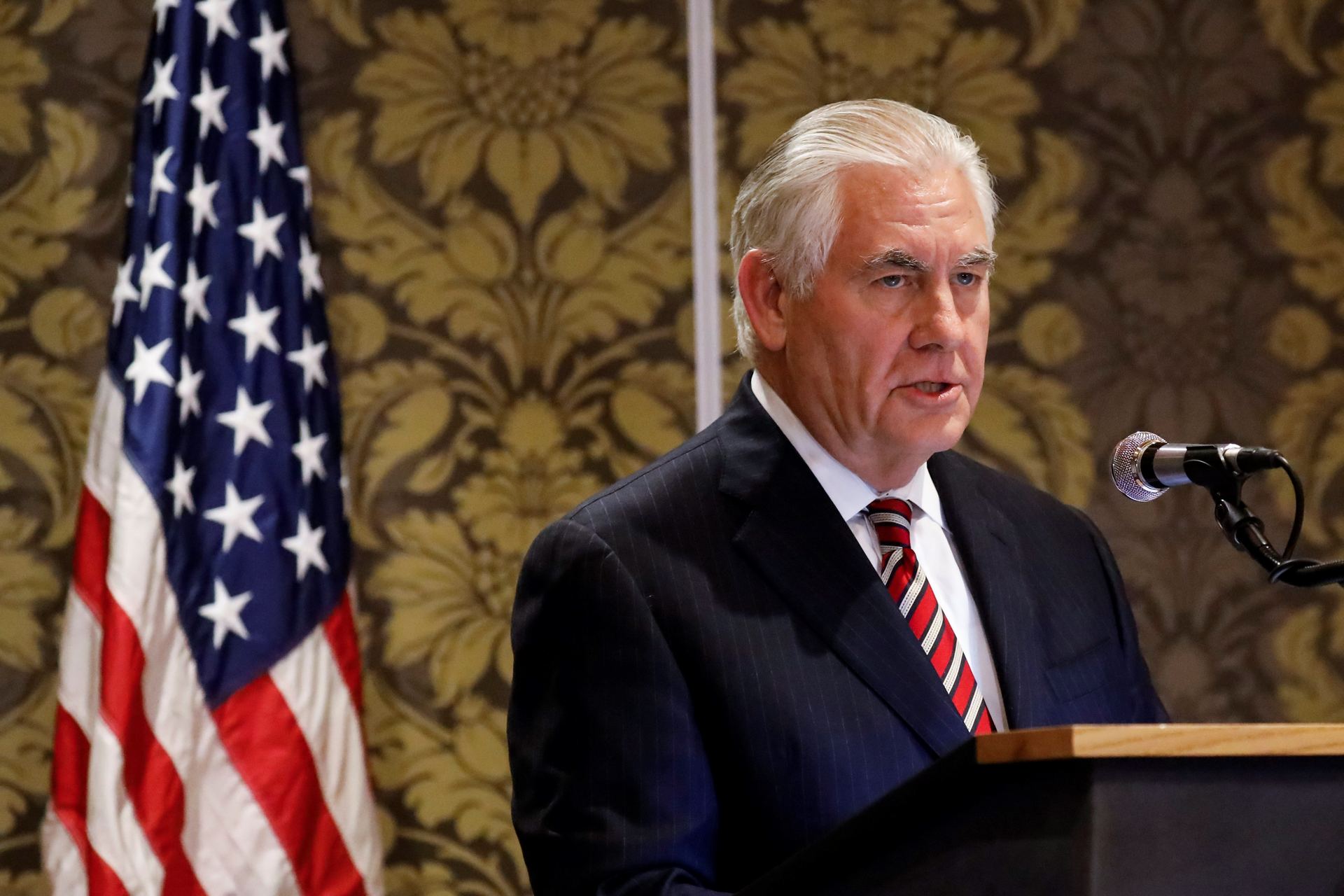 El secretario de Estado estadounidense, Rex Tillerson, ayer, durante una rueda de prensa.