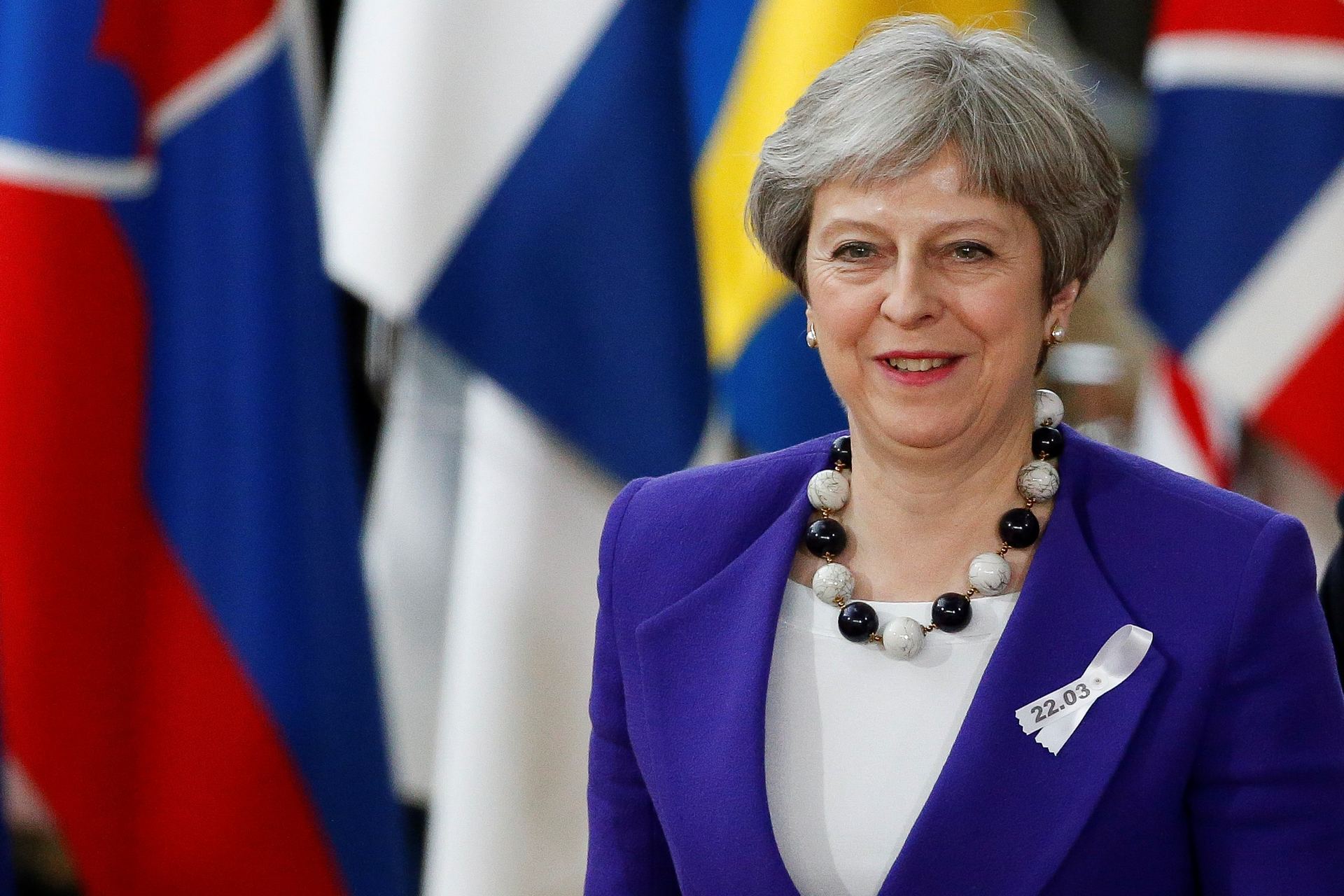 La primer ministra británica, Theresa May, a su llegada a la cumbre de líderes de la Unión Europea en Bruselas, Bélgica.