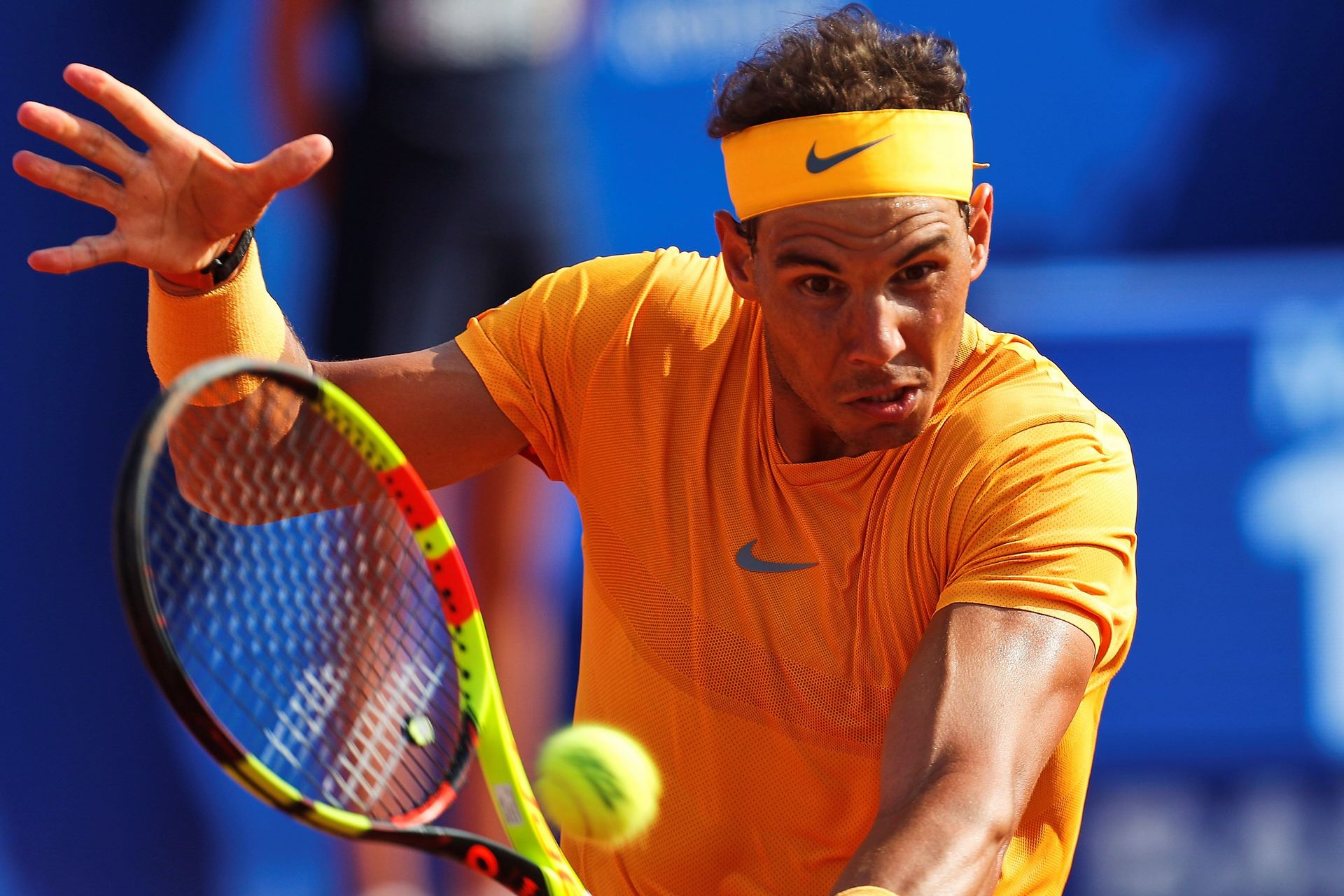 El tenista español Rafael Nadal durante el partido de octavos de final que ha jugado en Barcelona.