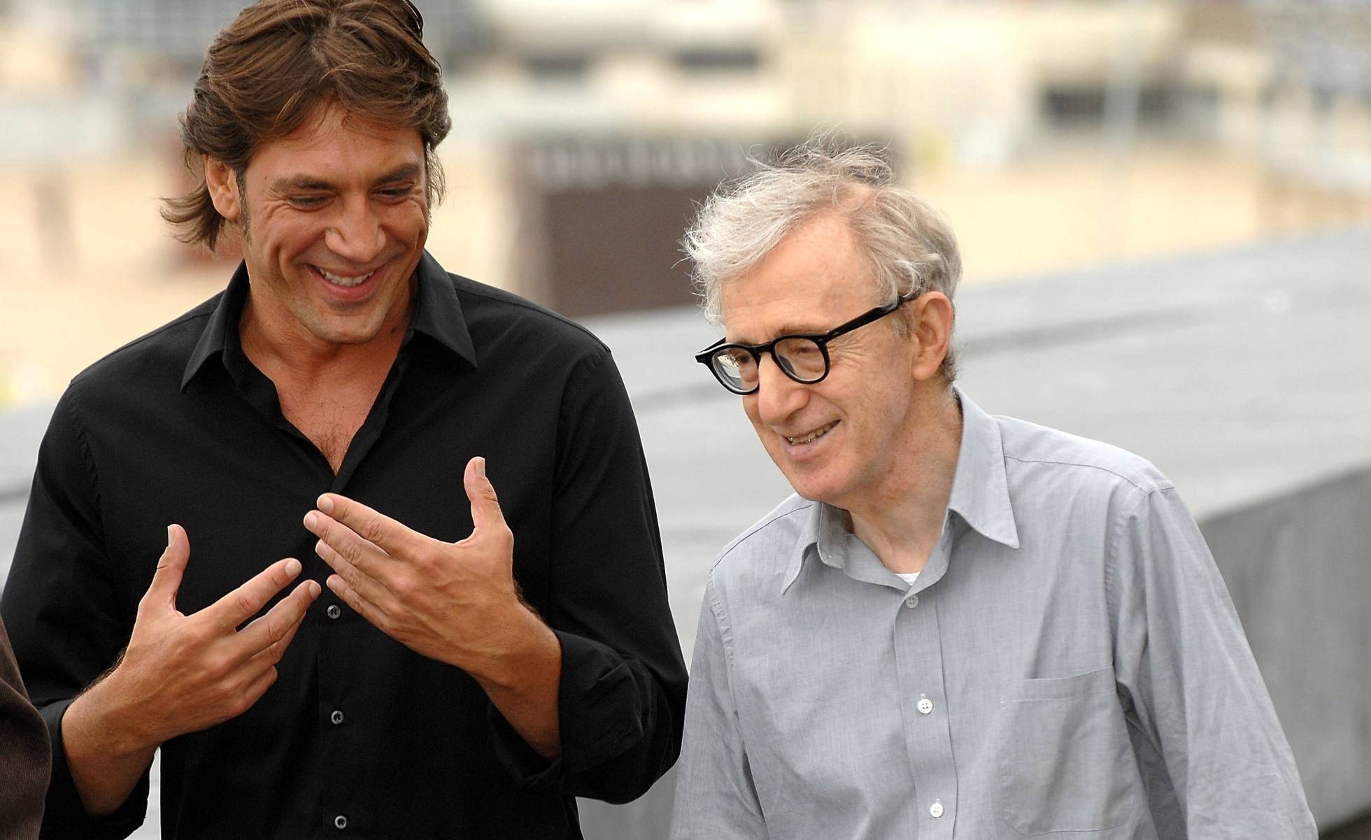 El actor Javier Bardem y el director Woody Allen, en una imagen de archivo durante el Festival de San Sebastián de 2008.