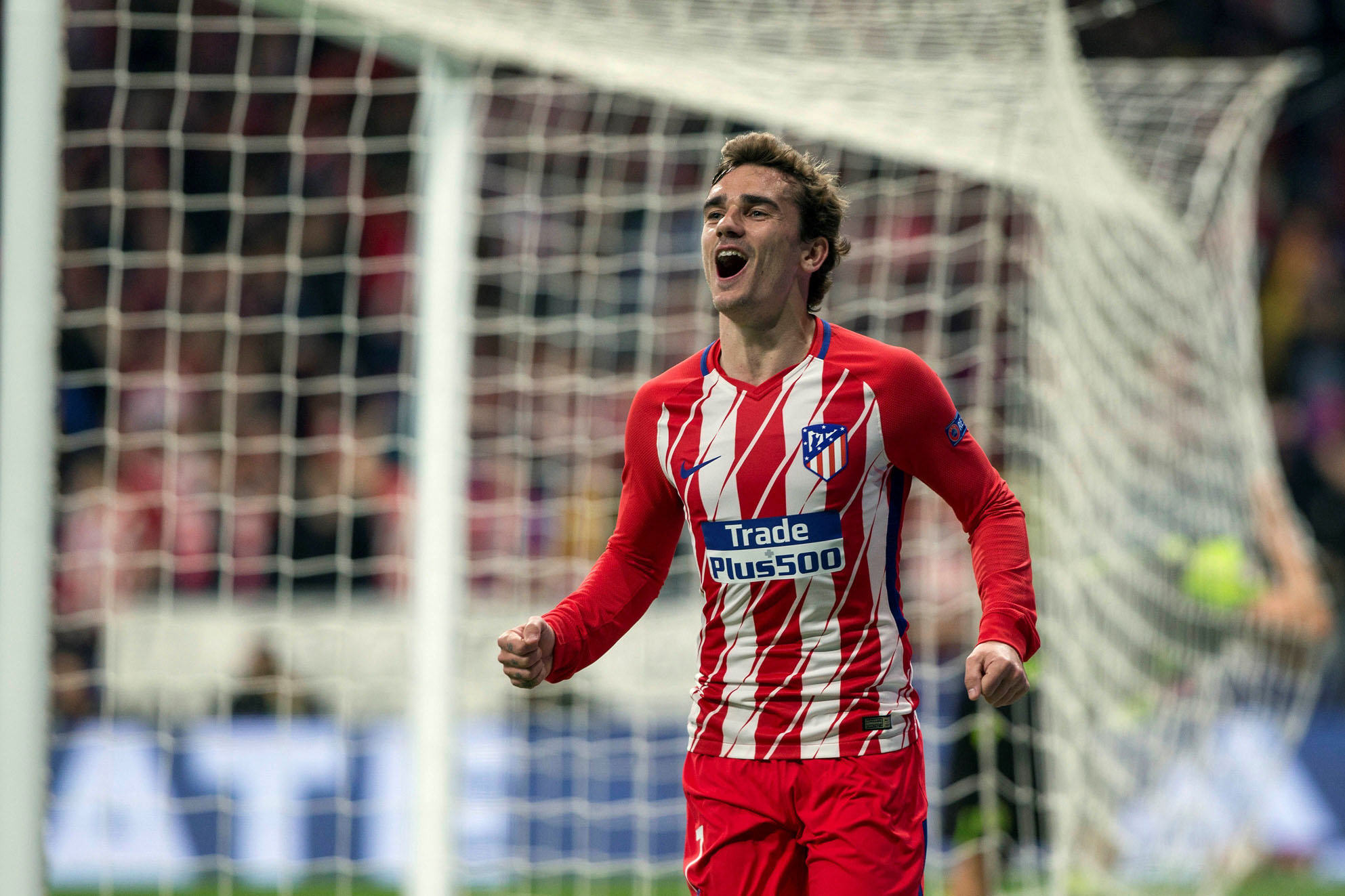 Griezmann celebra su gol en el partido de ida de cuartos de final.