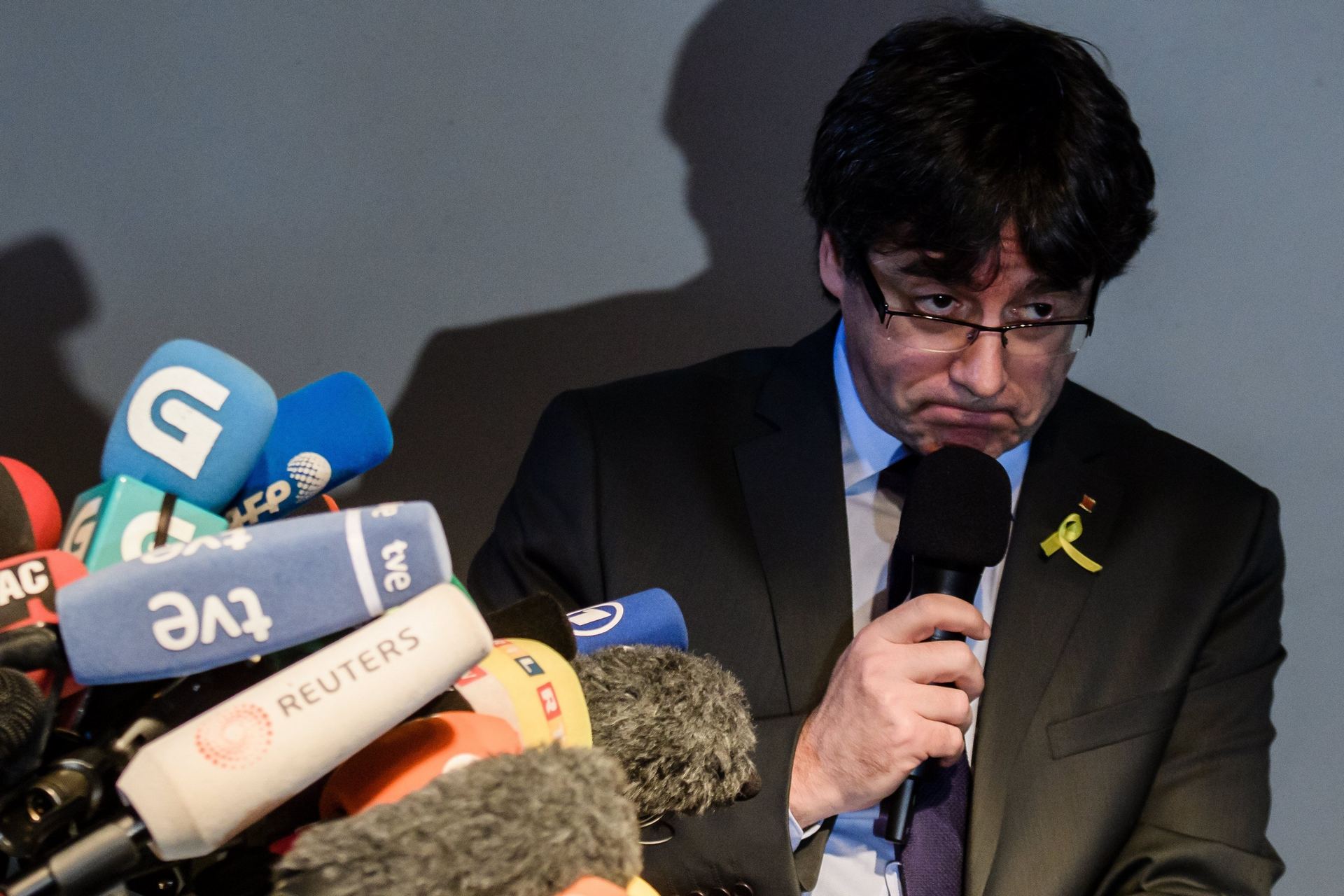 Carles Puigdemont durante su rueda de prensa desde Berlín.