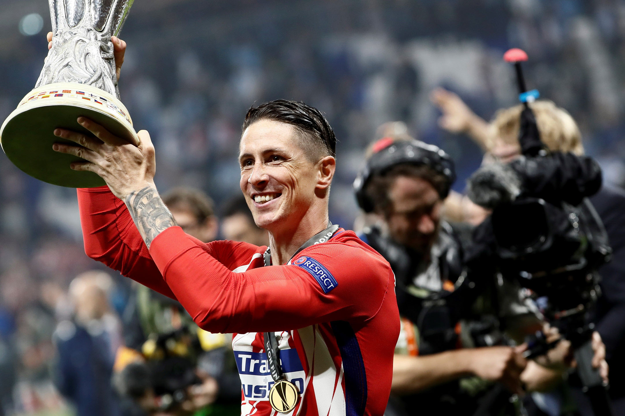 Fernando Torres, tras ganar la Europa League el miércoles en Lyon.
