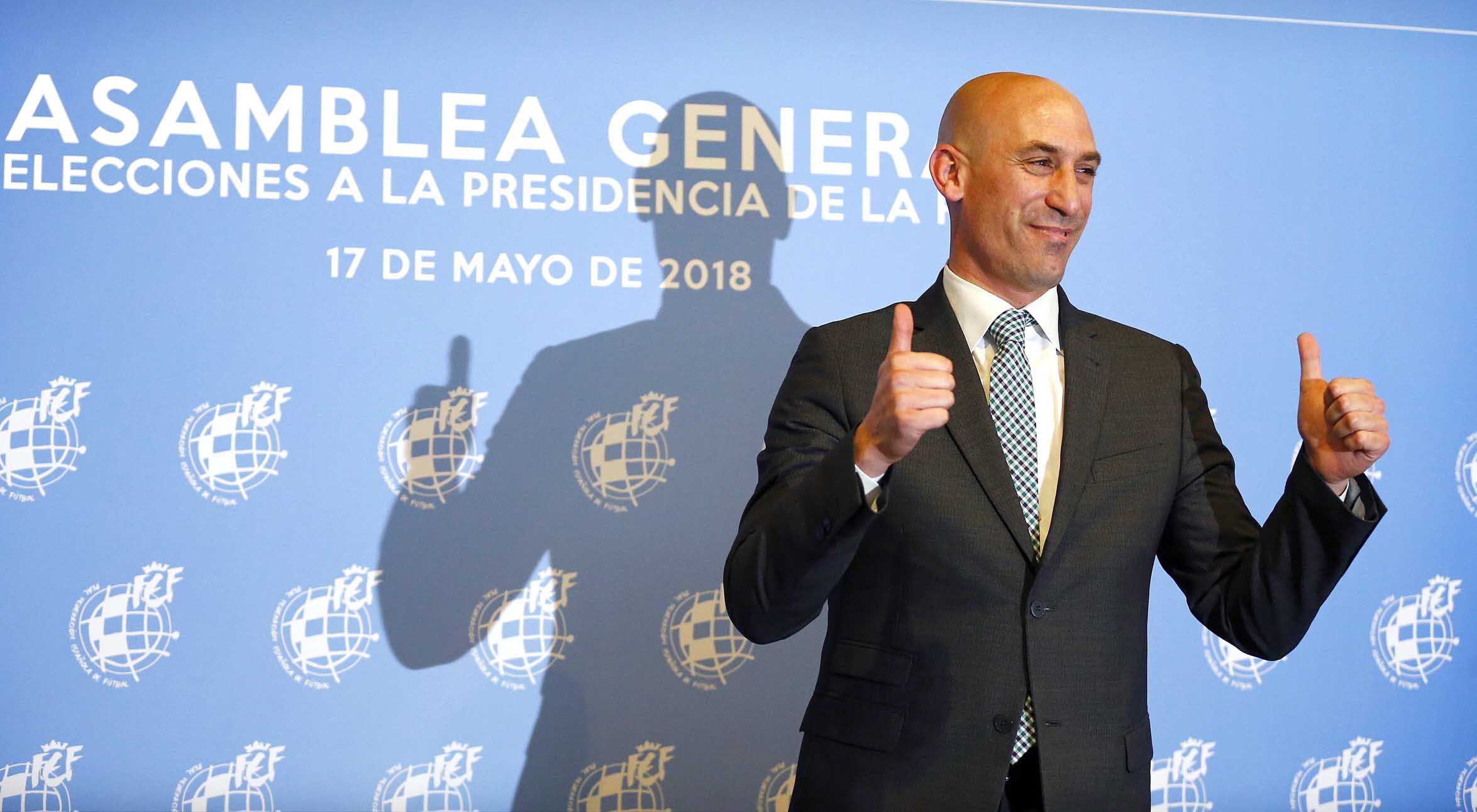 Luis Rubiales, tras confirmarse su elección como presidente de la RFEF.